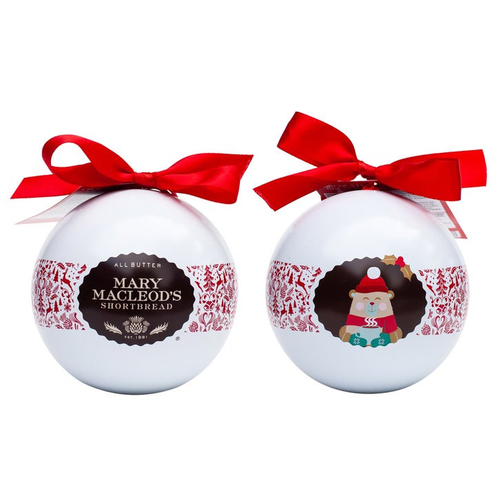 Mary Macleod's Holiday Ornament Tin of Chocolate Crunch Shortbread Cookies, 12 Ornament Tins, 72 Cookies Total