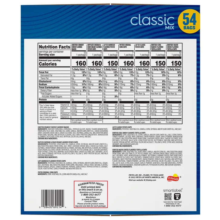 Frito Lay Classic Mix, 1 oz, Variety Pack, 54-count