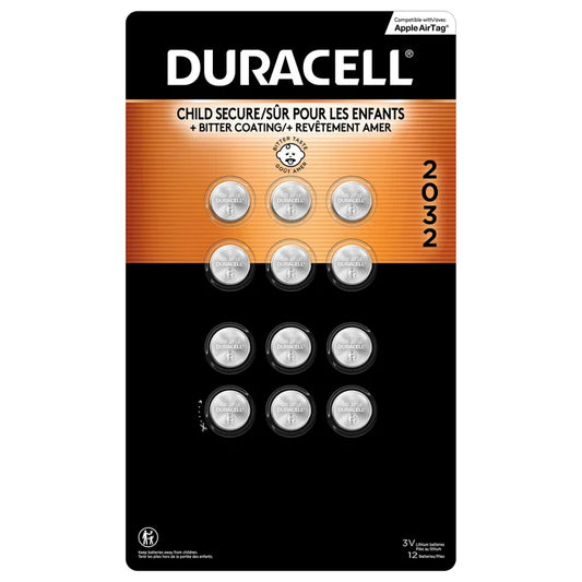 Duracell 2032 Lithium Coin Batteries, 12-count