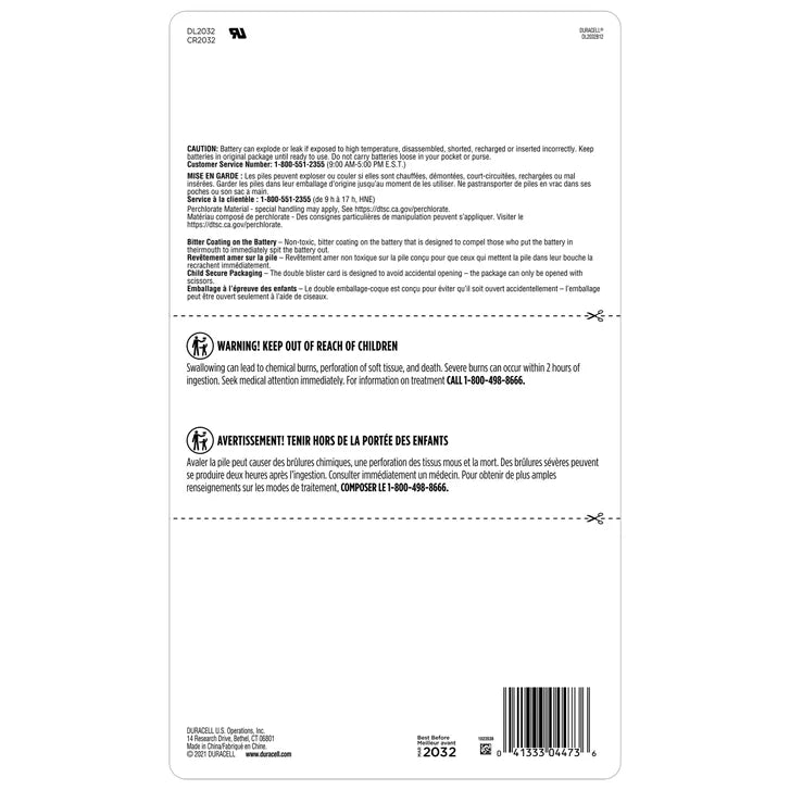 Duracell 2032 Lithium Coin Batteries, 12-count