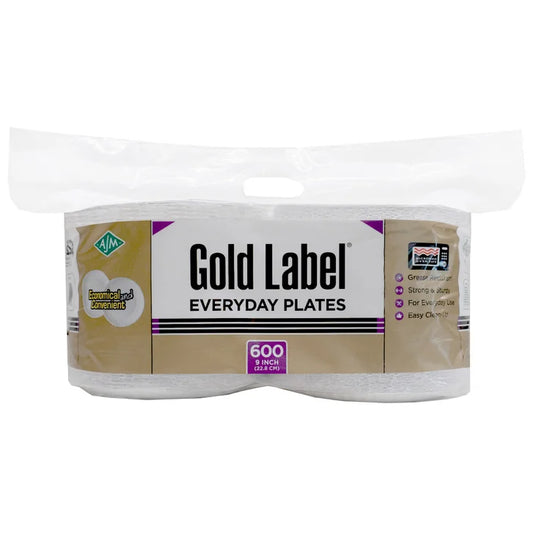 AJM Gold Label 9" Paper Plates, 600-count