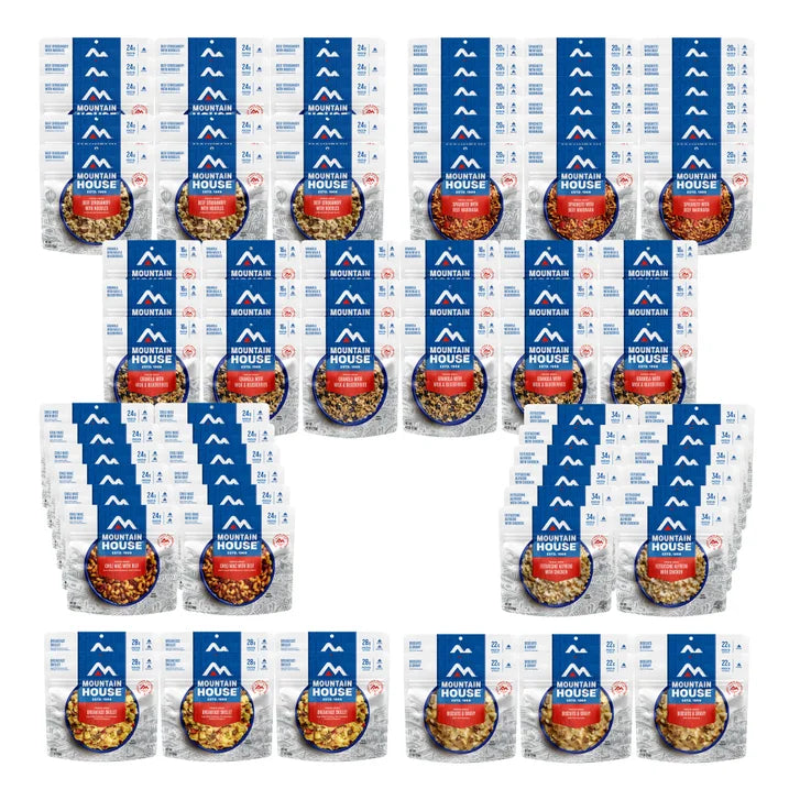 Mountain House 30 Day Outdoor Adventure/Emergency Meal Kit - 90 Pouch Assortment (180 Total Servings)