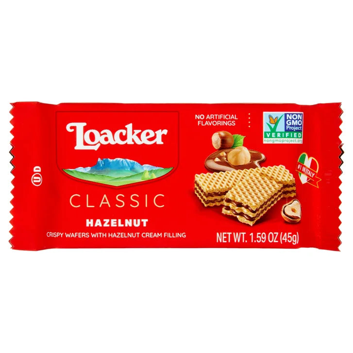 Loacker Classic Crispy Wafers, Hazelnut, 1.59 oz, 12 Count
