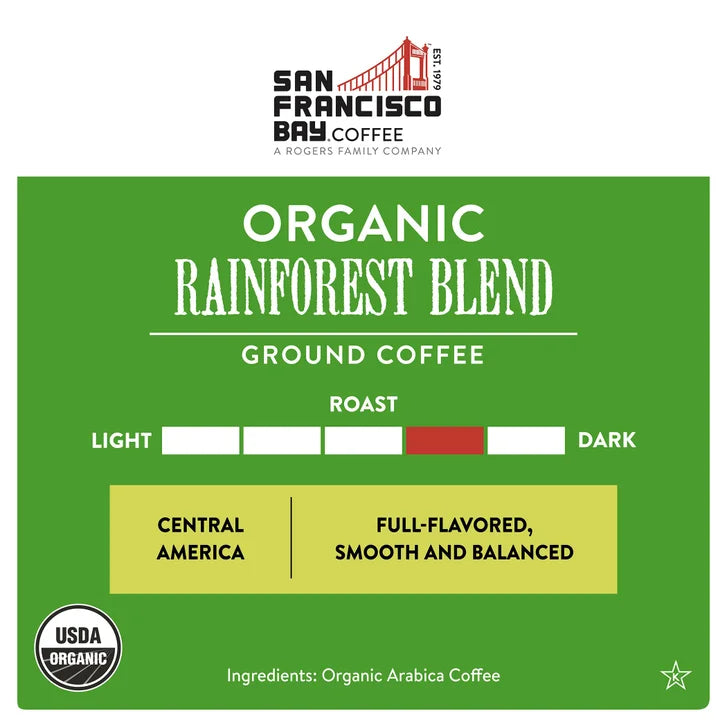 San Francisco Bay Coffee Organic Rainforest Blend Ground 28oz, 2-pack