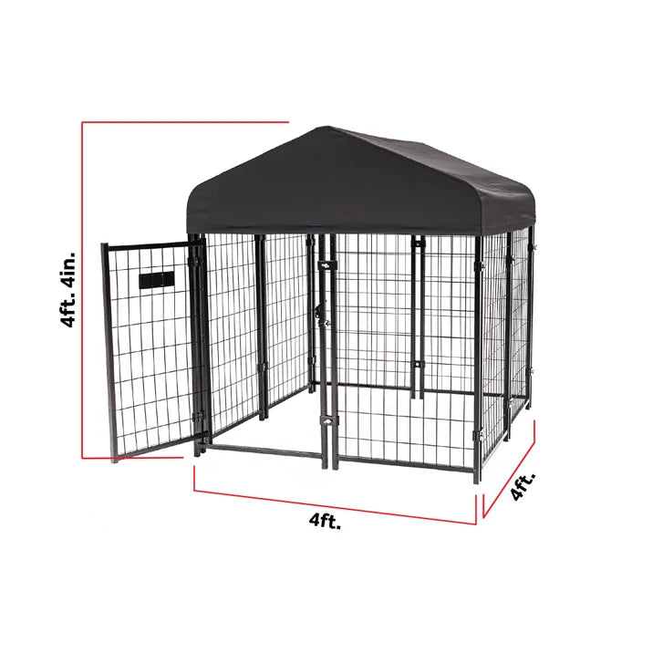 Lucky Dog STAY Series Studio Jr. Dog Kennel 4'x4' with Privacy Screen