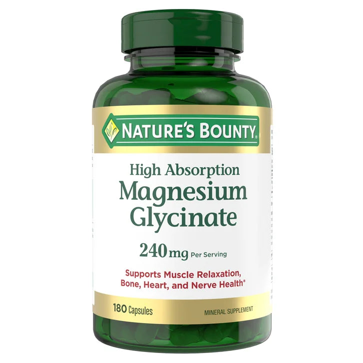 Nature's Bounty Magnesium Glycinate 240 mg, 180 Capsules