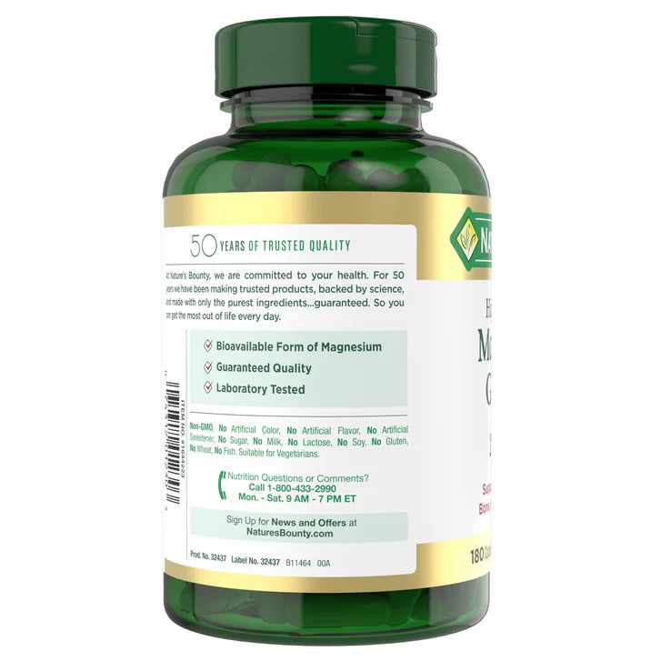 Nature's Bounty Magnesium Glycinate 240 mg, 180 Capsules