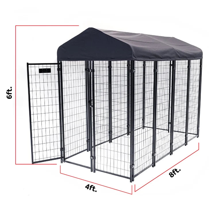 Lucky Dog STAY Series Villa Dog Kennel 4'x8' with Privacy Screen