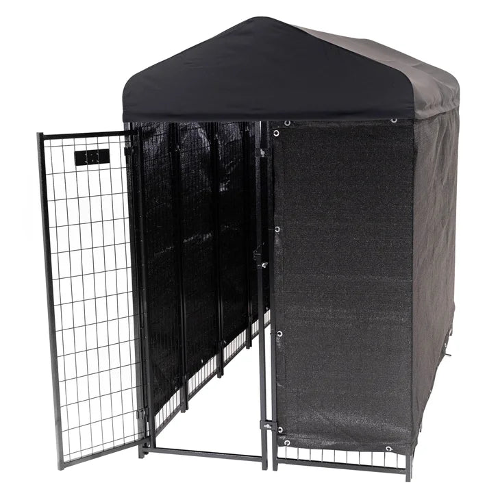 Lucky Dog STAY Series Villa Dog Kennel 4'x8' with Privacy Screen