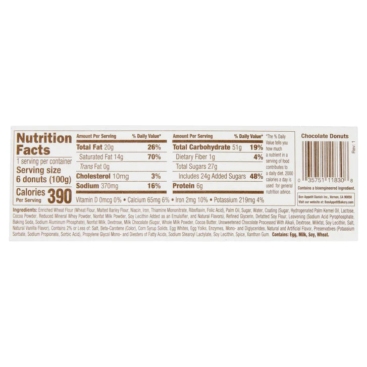 Bon Appetit, Mini Chocolate Donuts, 6-Pack, 8-Count