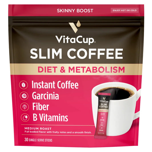VitaCup Slim Instant Coffee Packets, Boost Diet & Metabolism, 30-count