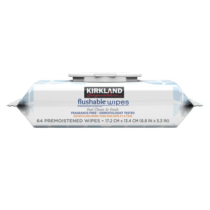 Kirkland Signature Premoistened Flushable Wipes, Fragrance Free, 640-count