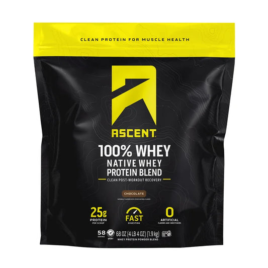 Ascent 100% Whey, Native Whey Protein Blend, Chocolate, 4.25 lbs