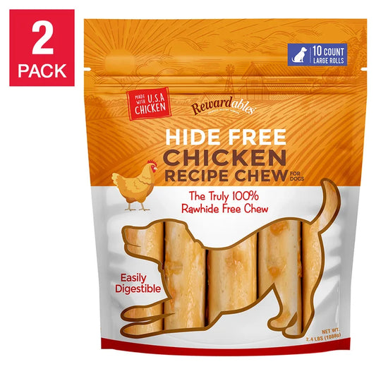 Rewardables Rawhide Free Chicken Chews, 10-count, 2-pack