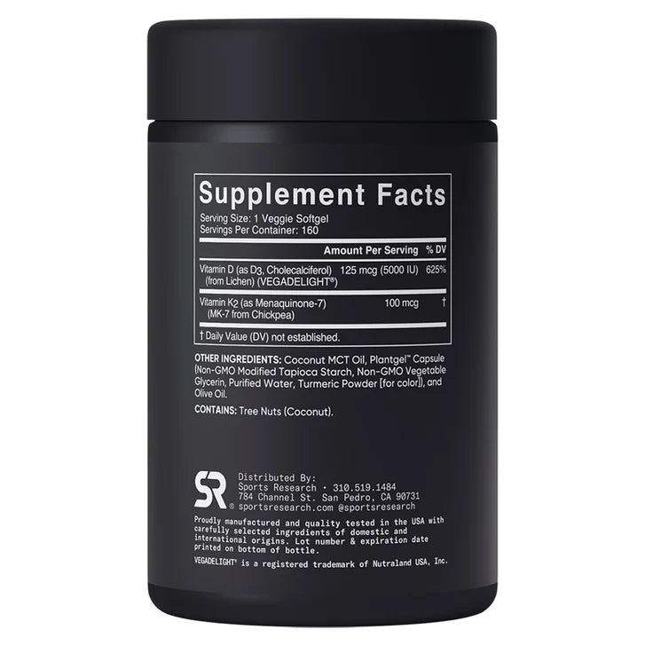 Sports Research D3 + K2, 160 Veggie Softgels