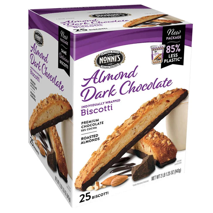 Nonni’s Biscotti, Almond Dark Chocolate, 25-count