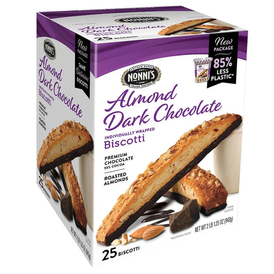 Nonni’s Biscotti, Almond Dark Chocolate, 25-count