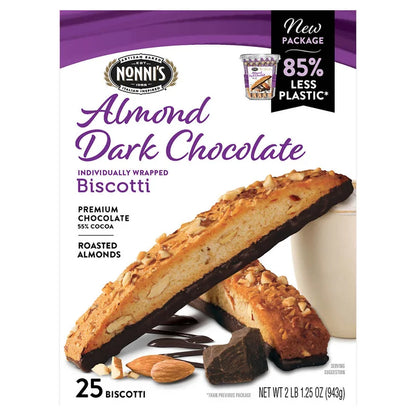 Nonni’s Biscotti, Almond Dark Chocolate, 25-count