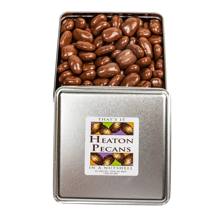 Heaton Pecans Large Square Milk Chocolate Covered Pecan Tin