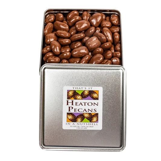 Heaton Pecans Large Square Milk Chocolate Covered Pecan Tin