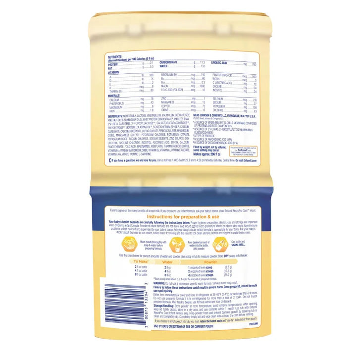 Enfamil NeuroPro Care Infant Formula, 20.7 oz, 2-pack