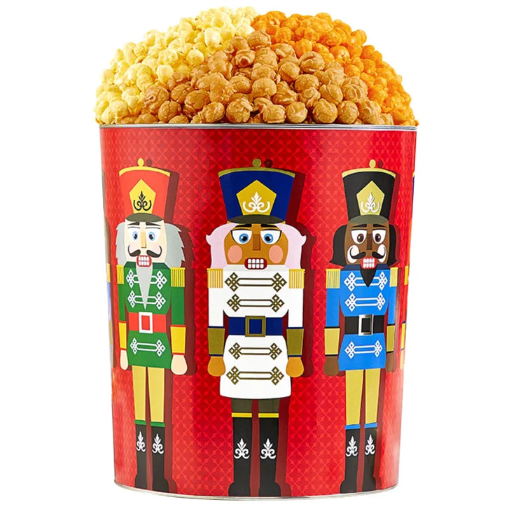 The Popcorn Factory 3.5 Gallon Nutcracker Cheer Holiday Tin