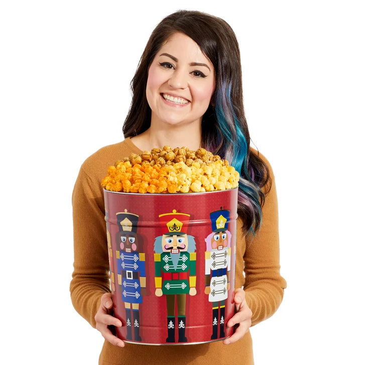 The Popcorn Factory 3.5 Gallon Nutcracker Cheer Holiday Tin
