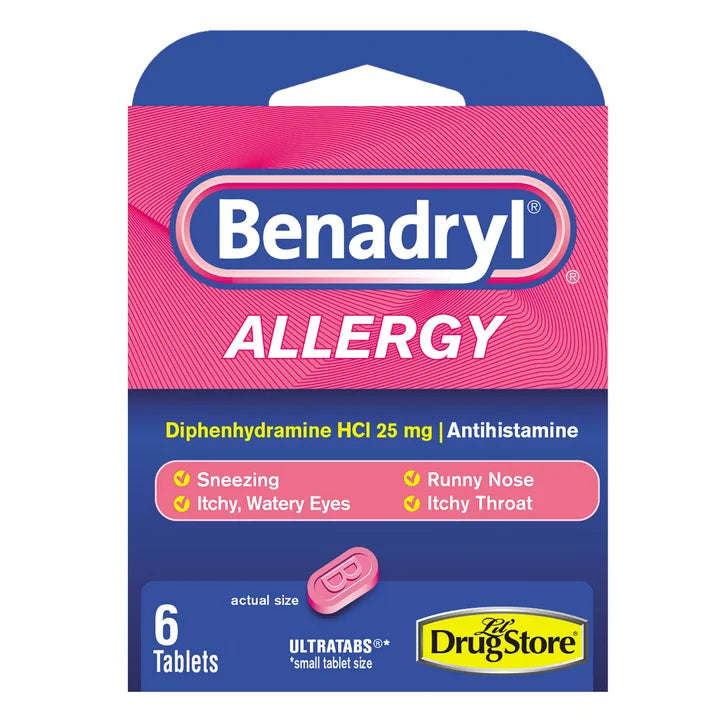 Benadryl Allergy Tablets, 3 Servings per Box, 6 Boxes