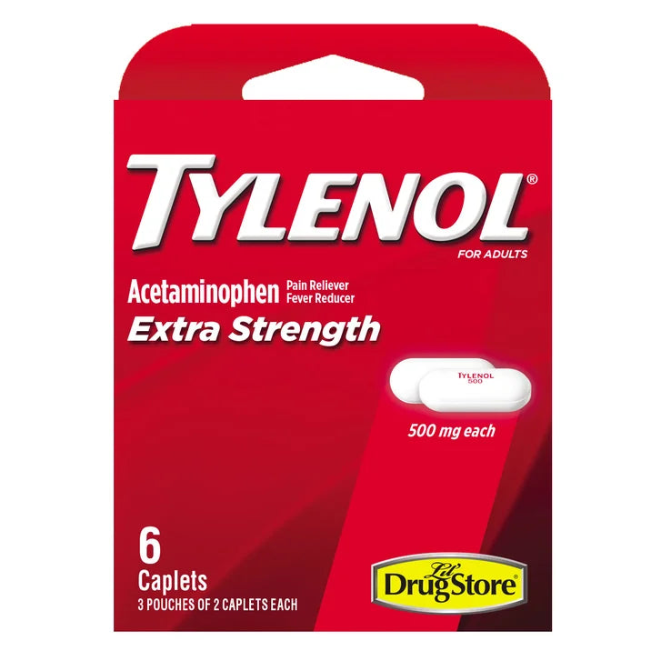 Tylenol Extra Strength Acetaminophen, 500 mg, 3 Servings per Box, 6 Boxes