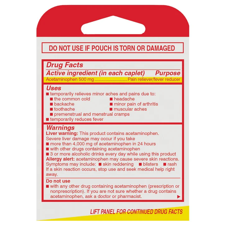 Tylenol Extra Strength Acetaminophen, 500 mg, 3 Servings per Box, 6 Boxes