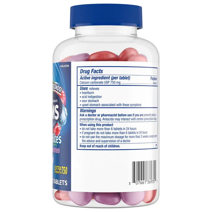 TUMS Antacid Chewy Bites Assorted Berries, 108 Chewable Tablets