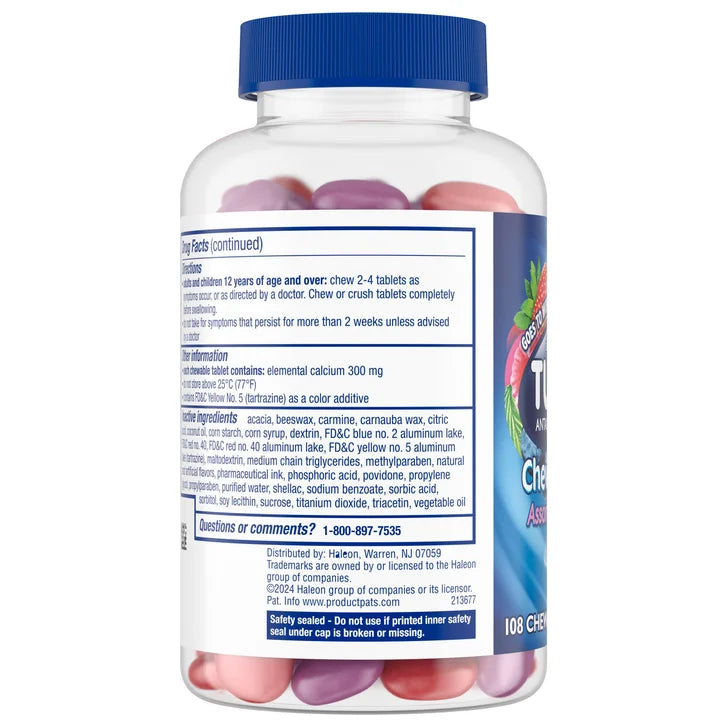 TUMS Antacid Chewy Bites Assorted Berries, 108 Chewable Tablets