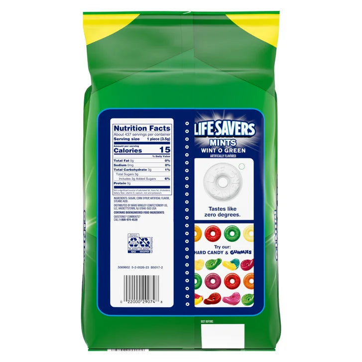 Life Savers Breath Mints Hard Candy, Wint-O-Green, 53.95 oz Bag