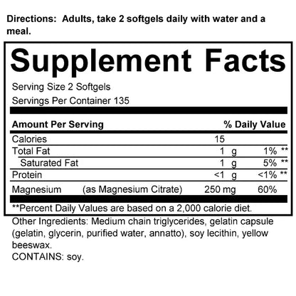 Kirkland Signature Magnesium Citrate 250mg, 270 Softgels
