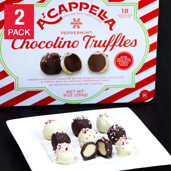 A'cappella 18 Peppermint Chocolino Truffle Tin, 2-pack