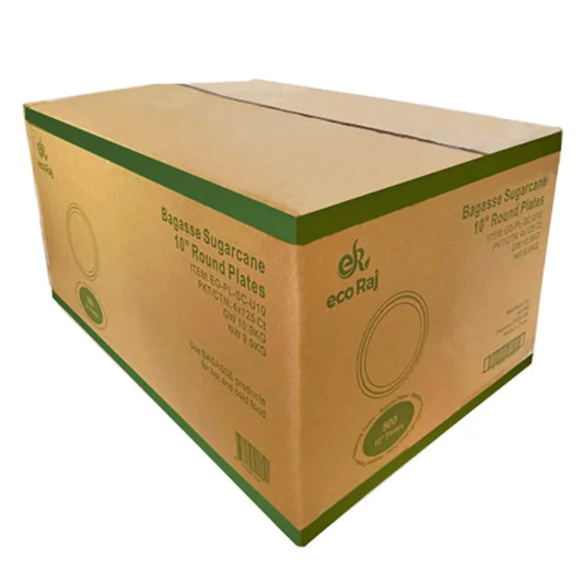 Eco Raj 10-inch Compostable Bagasse Plate, 500-count