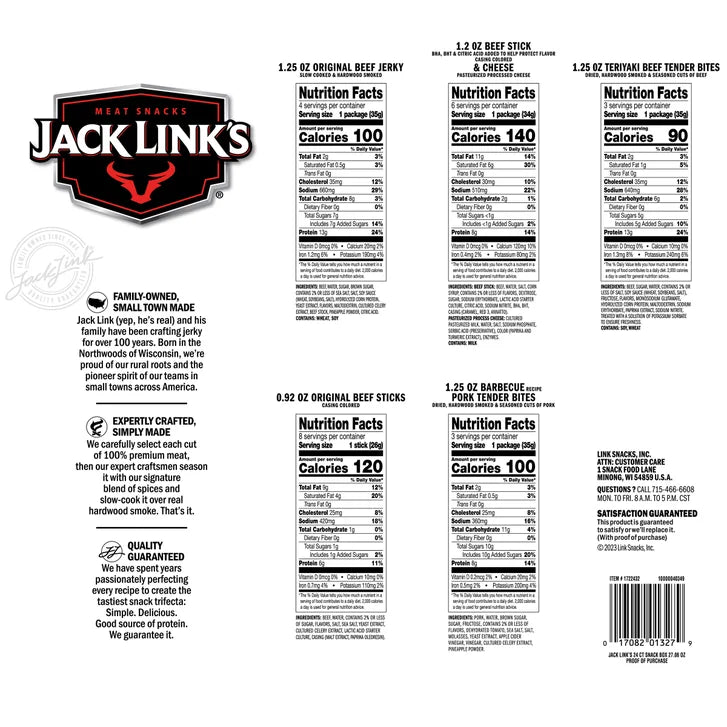 Jack Link's Protein Snack Box, Variety Pack, 24-count