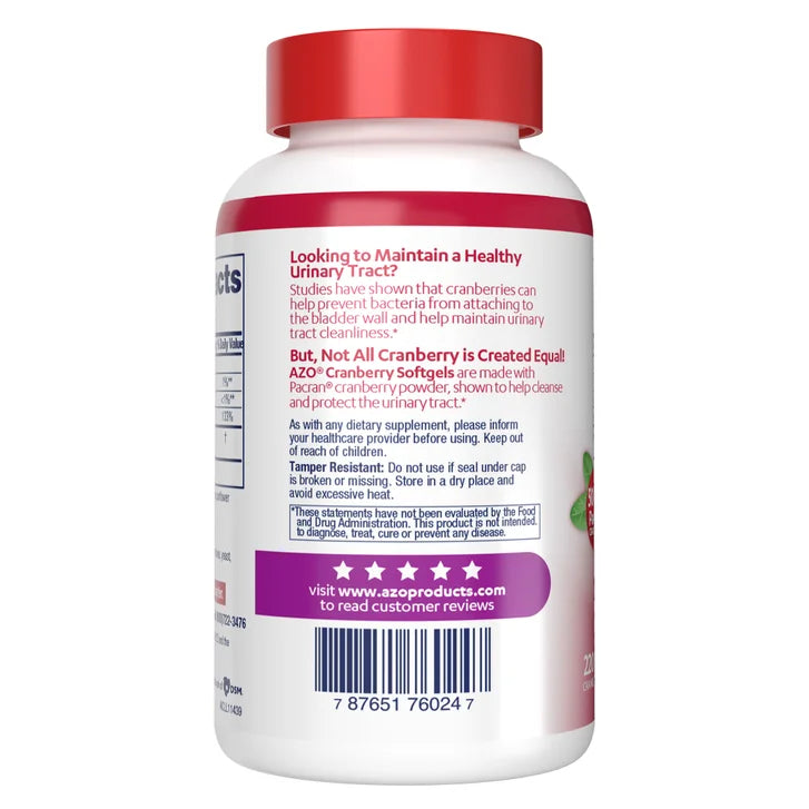 AZO Cranberry Urinary Tract Health 500 mg, 220 Softgels