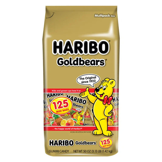 Haribo Goldbears Gummi Candy, Mini Bags, 0.4 oz, 125-count
