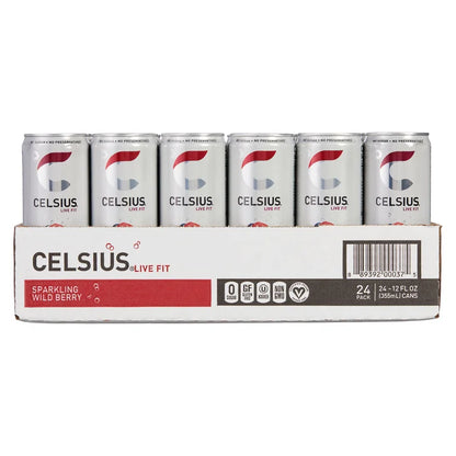 Celsius Sparkling Energy Drink, Wild Berry, 12 fl oz, 24-count