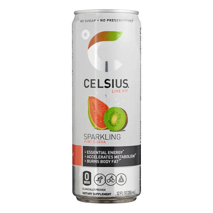 Celsius Sparkling Energy Drink, Kiwi Guava, 12 fl oz, 24-count