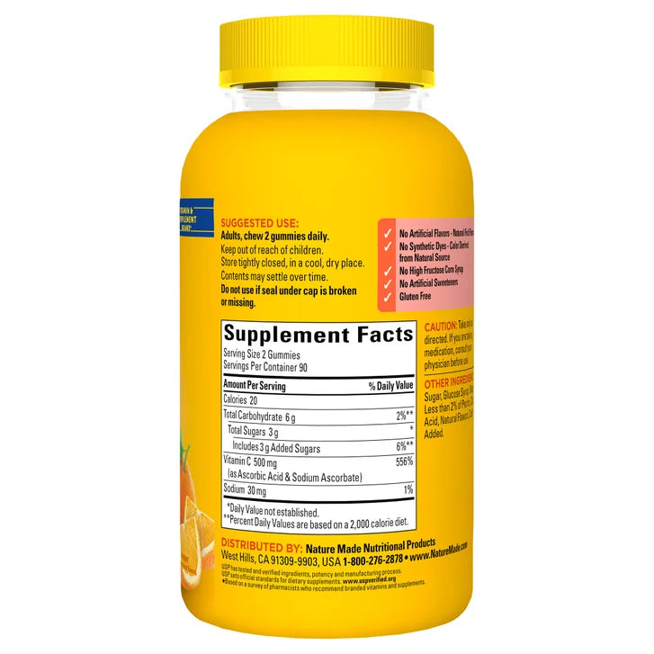 Nature Made Extra Strength Vitamin C 500 mg, 180 Gummies