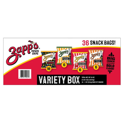 Zapp’s Potato Chips, Variety Pack, 1 oz, 36-count