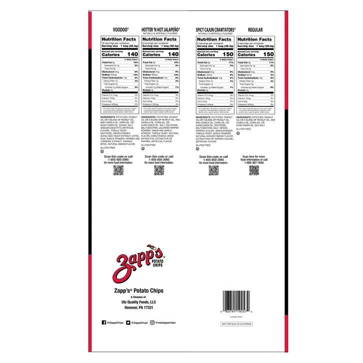 Zapp’s Potato Chips, Variety Pack, 1 oz, 36-count