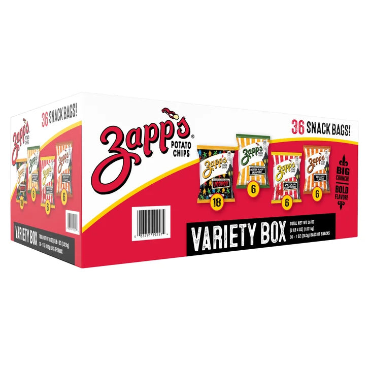 Zapp’s Potato Chips, Variety Pack, 1 oz, 36-count