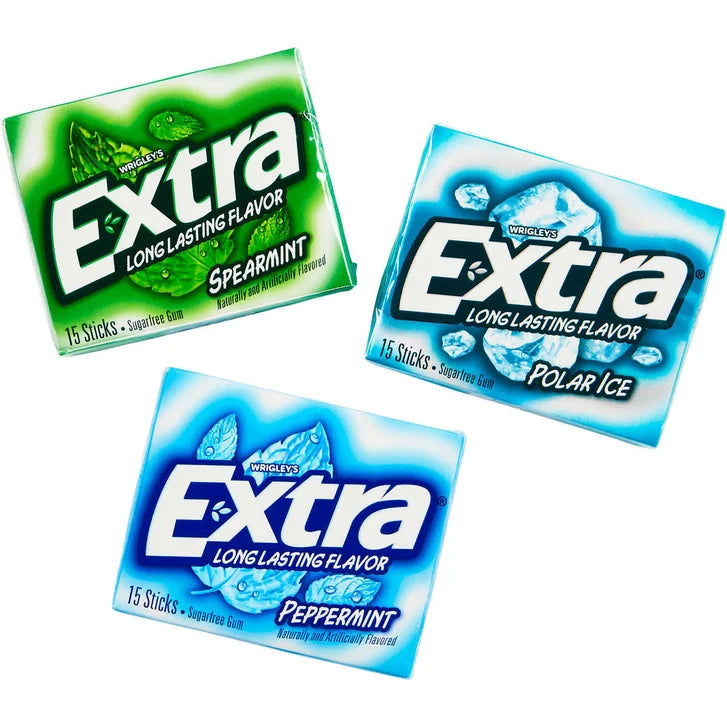 Extra Sugar Free Chewing Gum, Mint Variety Pack, 15 Sticks, 18-Count
