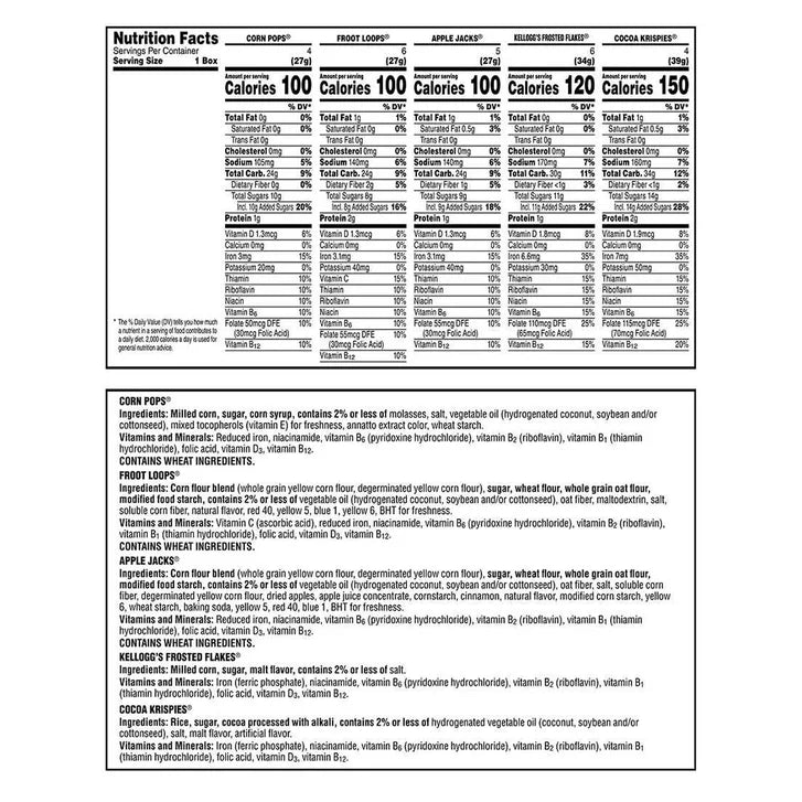 Kellogg's Cereal Mini Boxes, Variety Pack, 25-count
