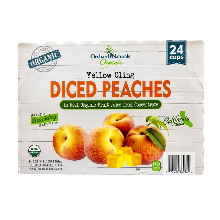 Orchard Naturals Organic Diced Peaches, 4 oz, 24-count