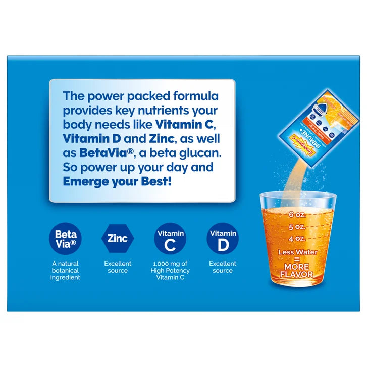 Emergen-C Immune+ 1000 mg Vitamin C + Vitamin D & Zinc, 90 Packets