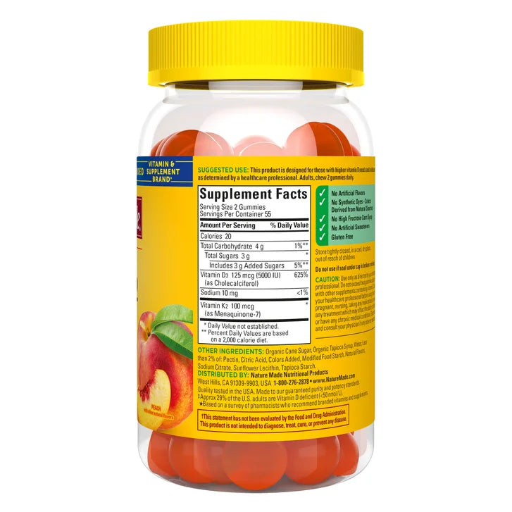 Nature Made D3 + K2 Gummies, 110 Gummies